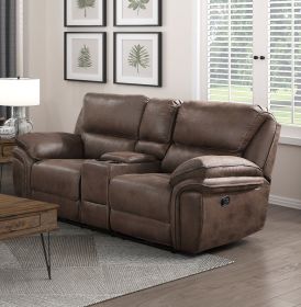 Plush Modern Design Living Room Reclining Loveseat Brown Microfiber Upholstery Solid Wood Frame Furniture 1pc