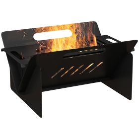 Outsunny 3-In-1 Portable Fire Pit, Stove, Coffee Table, Wood Burning Firepit with Carrying Bag and Quick Assembly for Camping, Bonfire, Picnic