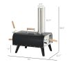 Outsunny Outdoor Pizza Oven with 12" Stone, Peel and Cover, Portable Pellet Wood Fired Pizza Maker with Foldable Legs