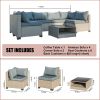 5-Piece Patio Furniture Set, All-Weather Outdoor Conversation Set Sectional Sofa with Water Resistant Grey Thick Cushions