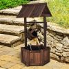 Garden Rustic Wishing Well Wooden Water Fountain with Pump