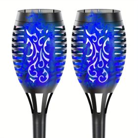 4/8/12pcs/pack Solar Outdoor Lights, 12LED Solar Torch Lights With Flickering Flame For Garden Decor (Color: Blu Ray, size: 2pcs)