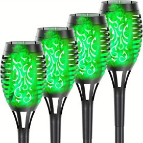 4/8/12pcs/pack Solar Outdoor Lights, 12LED Solar Torch Lights With Flickering Flame For Garden Decor (Color: Green Light, size: 4pcs)