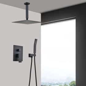 Ceiling Mounted Shower System Combo Set with Handheld and 10"Shower head (Color: as Pic)