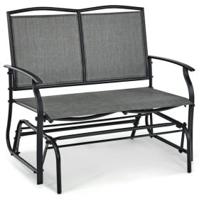 Iron Patio Rocking Chair for Outdoor Backyard and Lawn (Color: Gray)