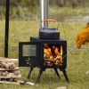 Camping Stove for Hot Tents, Carbon Steel Wood Burning Stove with Stainless Wall Chimney Pipes for Tents, Shelter