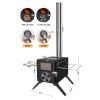 Camping Stove for Hot Tents, Carbon Steel Wood Burning Stove with Stainless Wall Chimney Pipes for Tents, Shelter